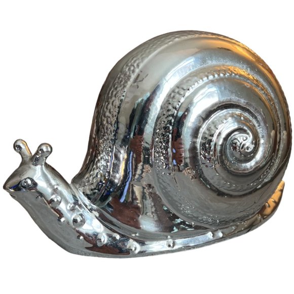 RARE! Vtg GEORGES BRIARD 1950s MCM Ceramic Silver SNAIL Stamped 9
